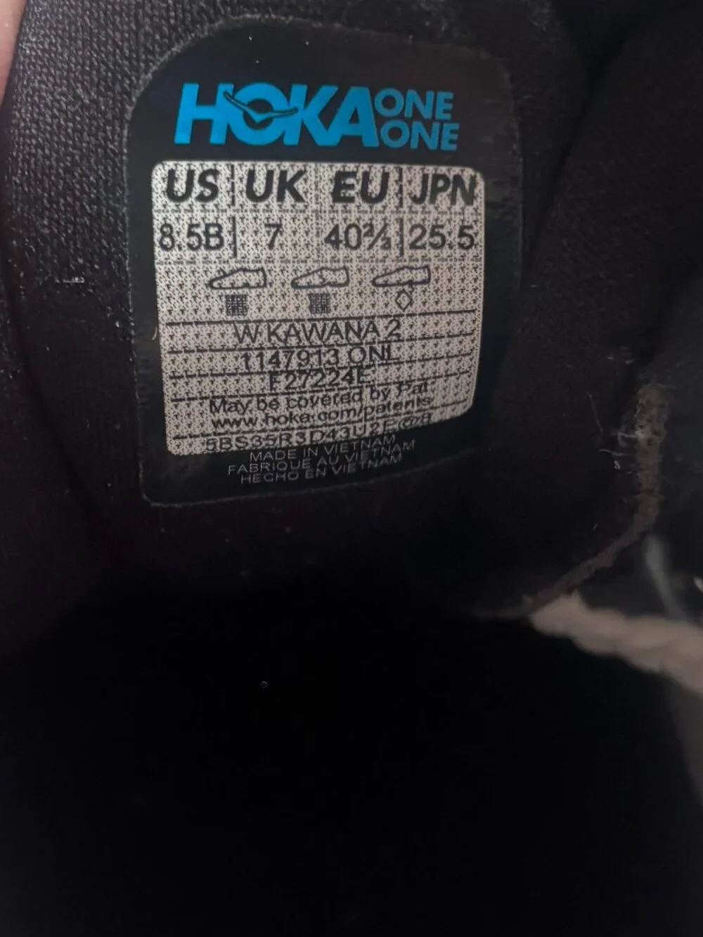 HOKA Kawana 2 Women’s 8.5 Black White Running Shoes